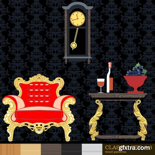 Collection interior flat infographics Icon chair table bed chair vector image 25 EPS