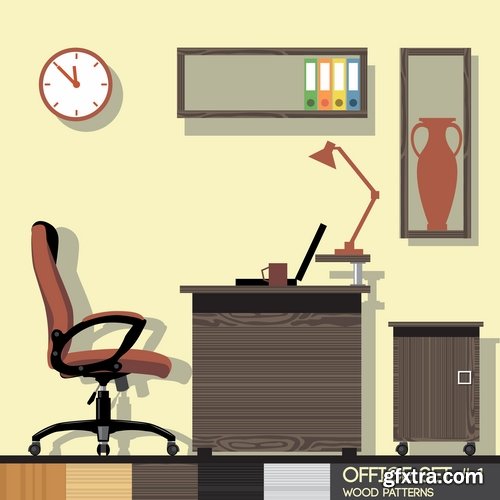 Collection interior flat infographics Icon chair table bed chair vector image 25 EPS