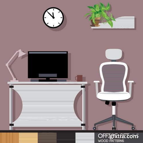 Collection interior flat infographics Icon chair table bed chair vector image 25 EPS