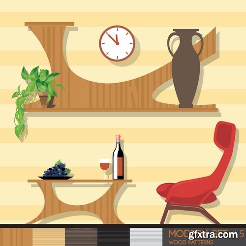 Collection interior flat infographics Icon chair table bed chair vector image 25 EPS