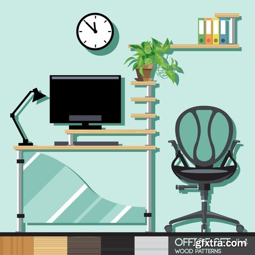 Collection interior flat infographics Icon chair table bed chair vector image 25 EPS