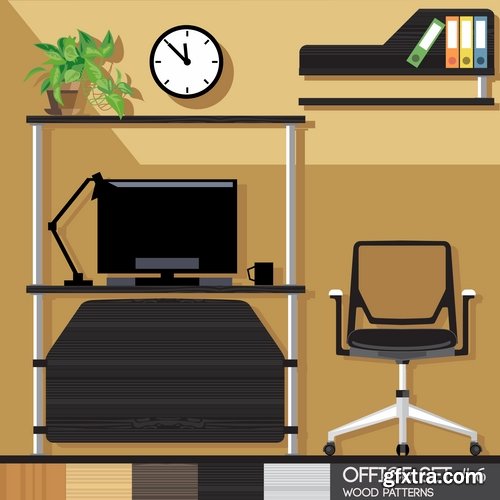 Collection interior flat infographics Icon chair table bed chair vector image 25 EPS