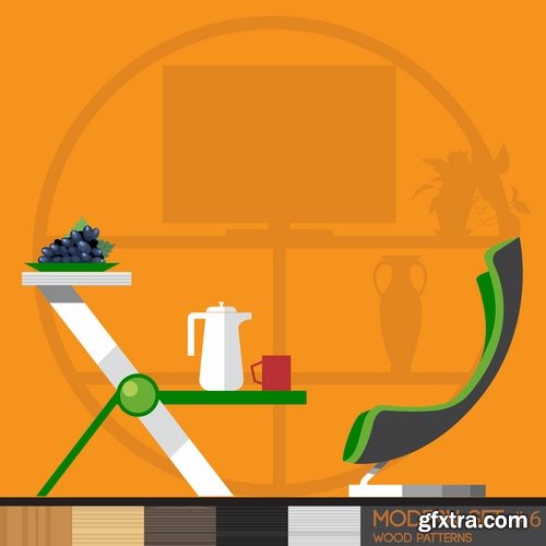 Collection interior flat infographics Icon chair table bed chair vector image 25 EPS