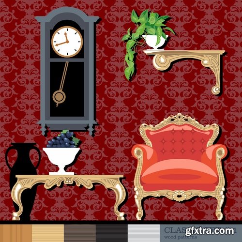 Collection interior flat infographics Icon chair table bed chair vector image 25 EPS