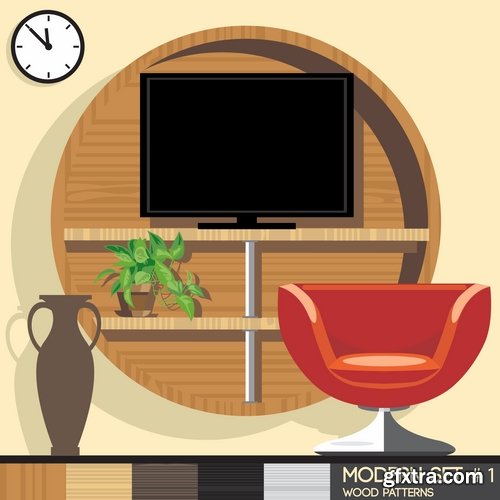 Collection interior flat infographics Icon chair table bed chair vector image 25 EPS