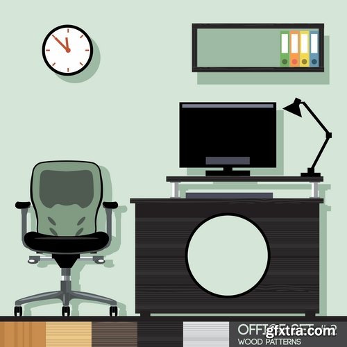 Collection interior flat infographics Icon chair table bed chair vector image 25 EPS