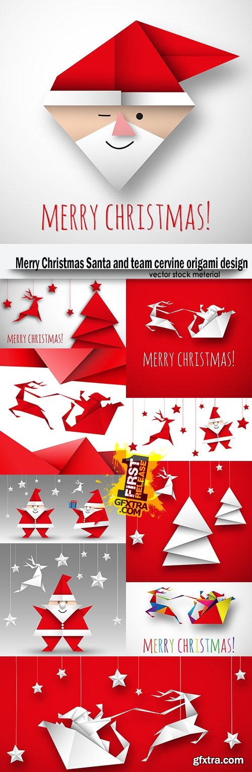 Merry Christmas Santa and team cervine origami design