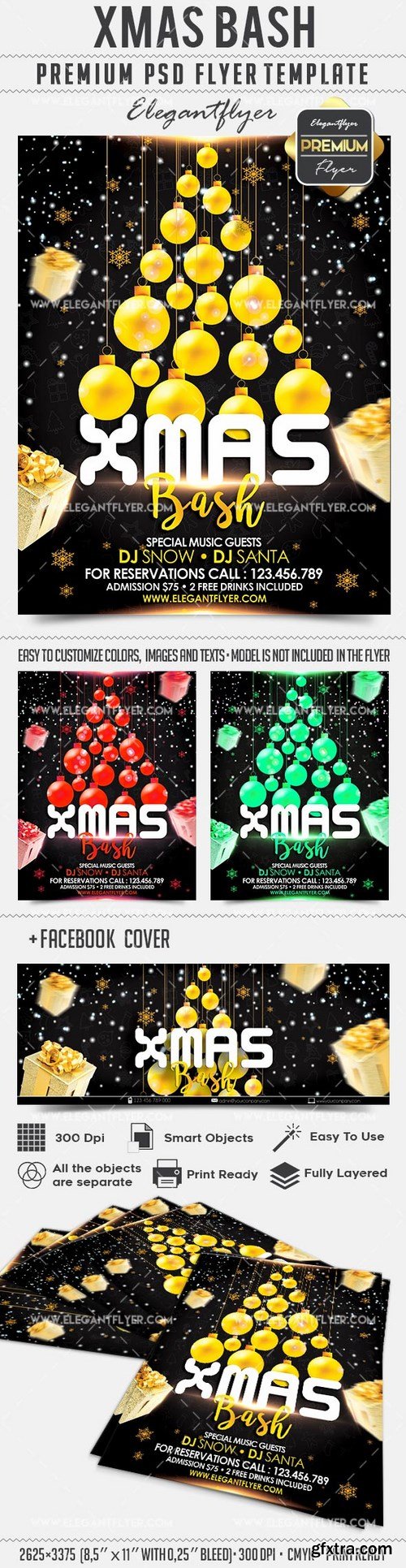 Xmas Bash – Flyer PSD Template + Facebook Cover