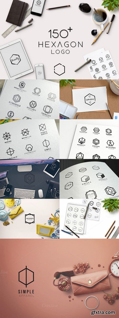 CM - 150+ Minimal Hexagon Logo Templates 1084028