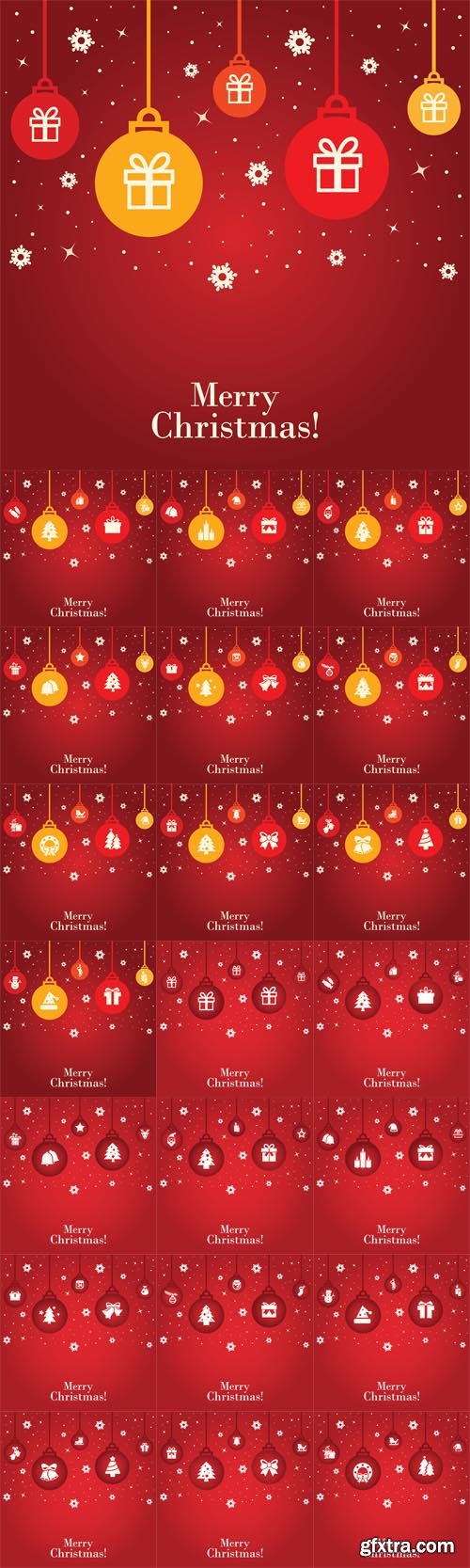 Vector Set - Red Christmas Backgrounds with Gifts