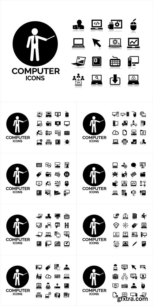 Vector Set - Black Computers Icons