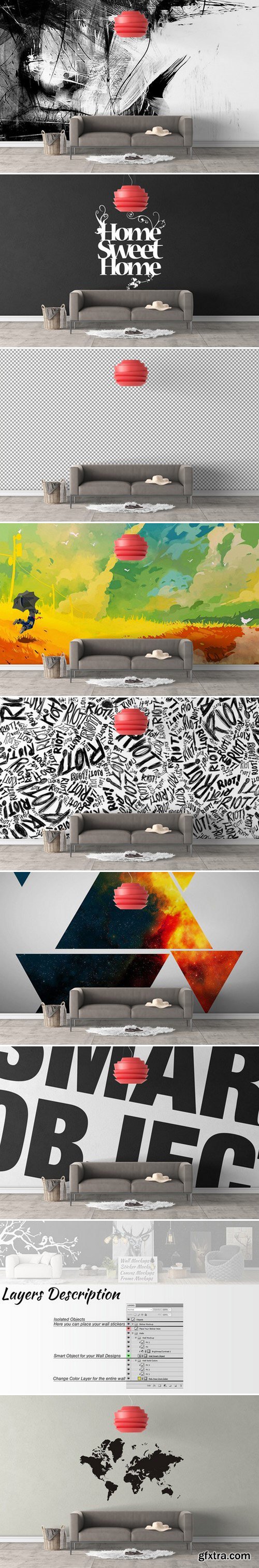 CM - Wall Mockup - Sticker Mockup Vol 32 991132