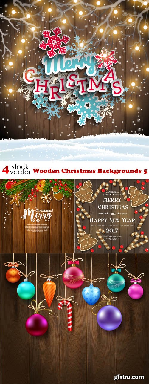 Vectors - Wooden Christmas Backgrounds 5