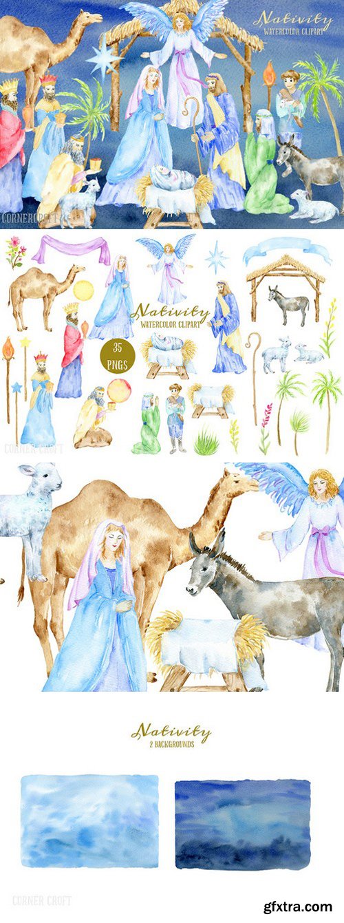 CM - Watercolor Clipart Nativity 1066311