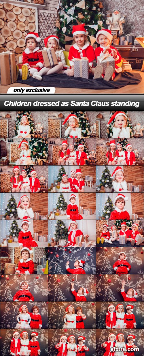 Children dressed as Santa Claus standing - 28 UHQ JPEG