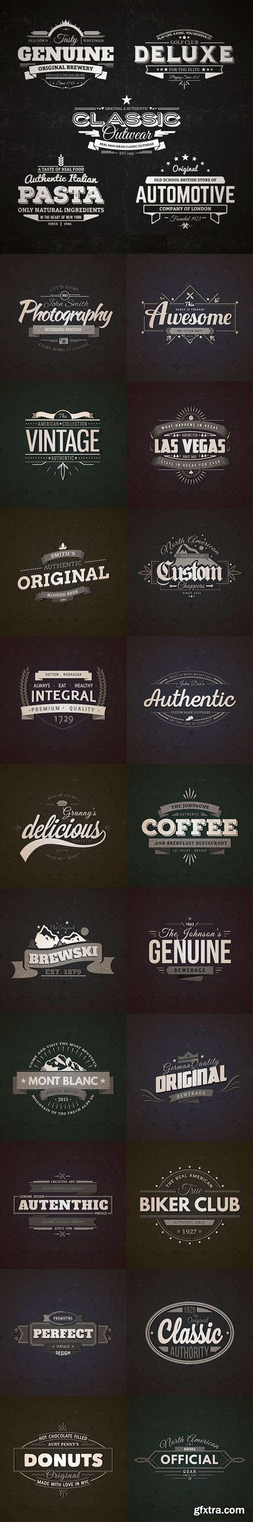 25 Retro Vintage Badges in Vector