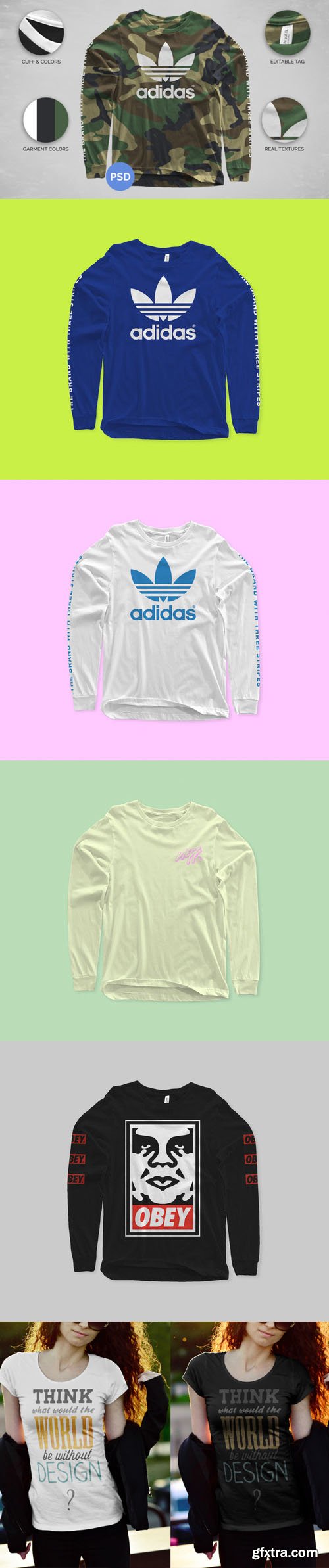 Longsleeve & Female T-shirt PSD Mockups