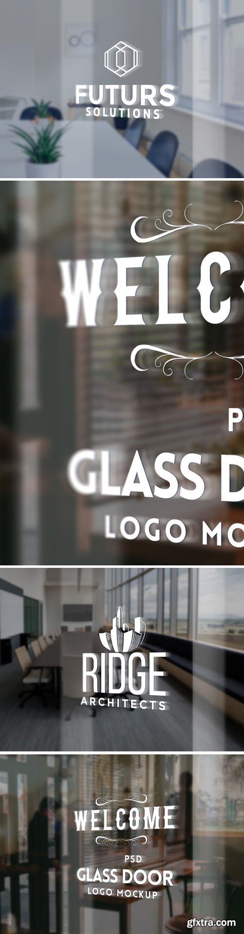 Glass Door Logo PSD Mockup