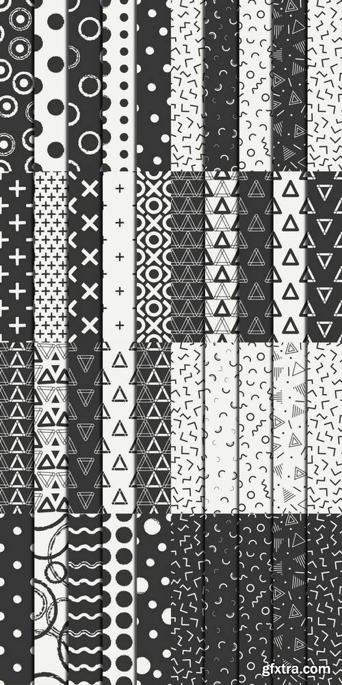 Set of Hand Drawn Seamless Pattern