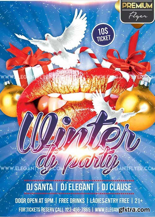 Winter Dj Party V1 Flyer PSD Template + Facebook Cover