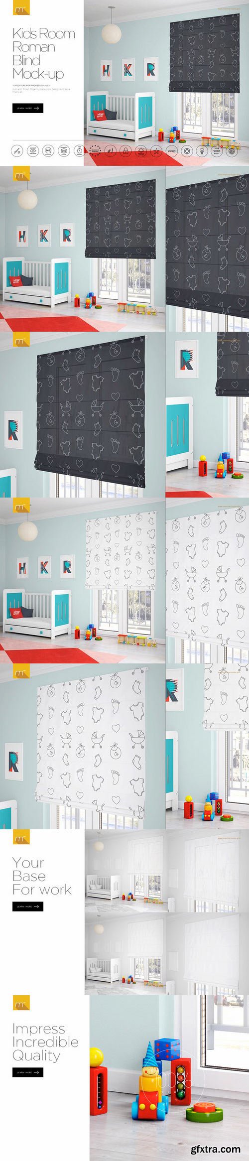 CM - Kids Room Roman Blind Mock-up 1085148