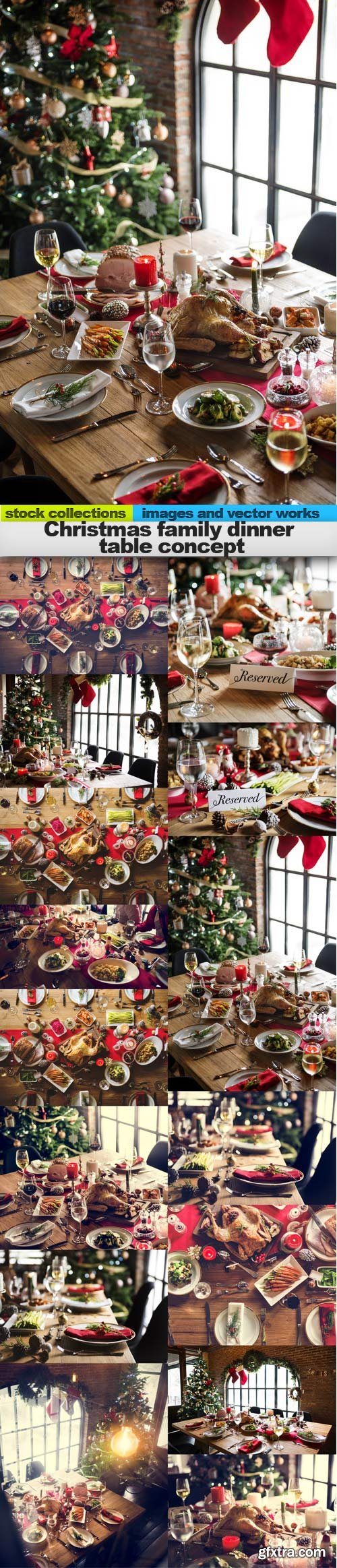 Christmas family dinner table concept, 15 x UHQ JPEG