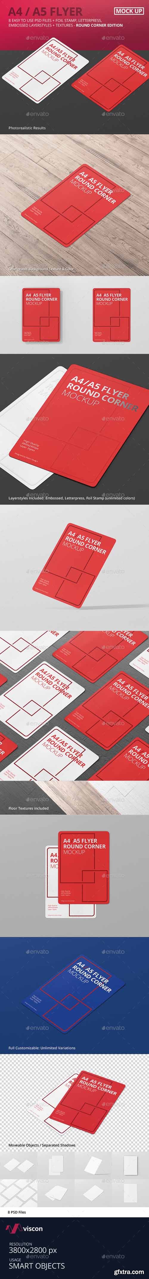 GR - A4 / A5 Flyer Mockup Round Corner 15028698