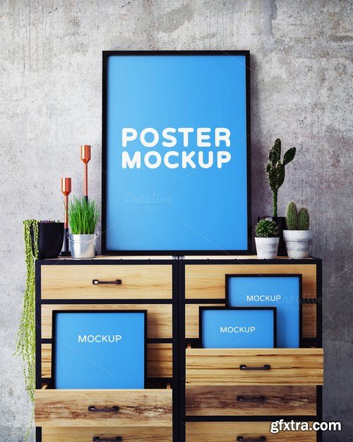 CM - Poster Frame Mockup on Dresser 983584