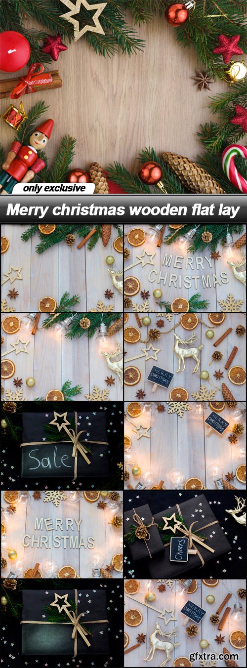 Merry christmas wooden flat lay - 11 UHQ JPEG