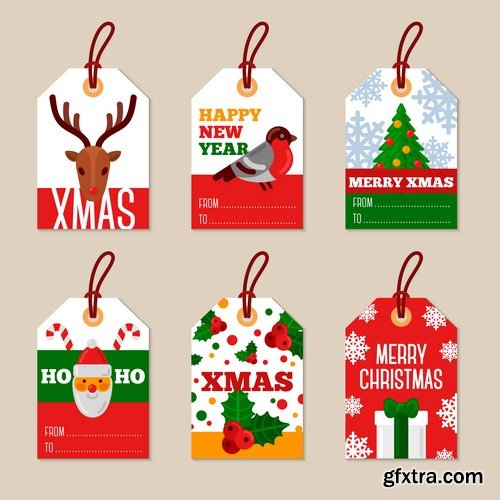 Merry Christmas gift tags - 6 EPS