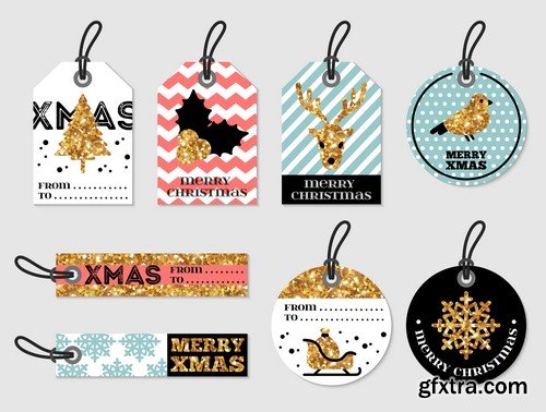 Merry Christmas gift tags - 6 EPS