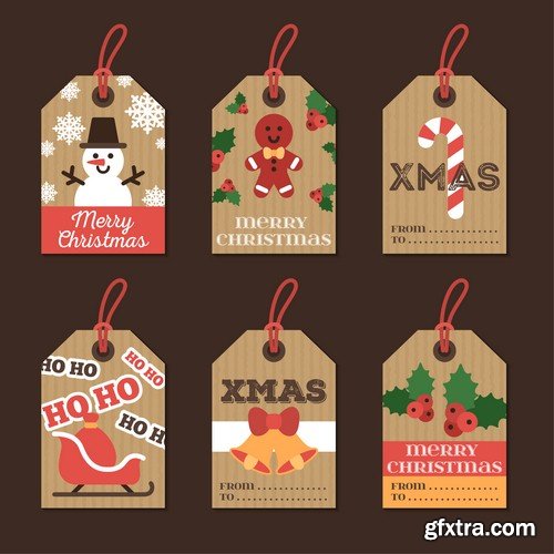 Merry Christmas gift tags - 6 EPS