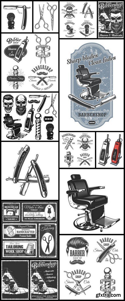 Barber shop vector - 15 EPS Vector Stock