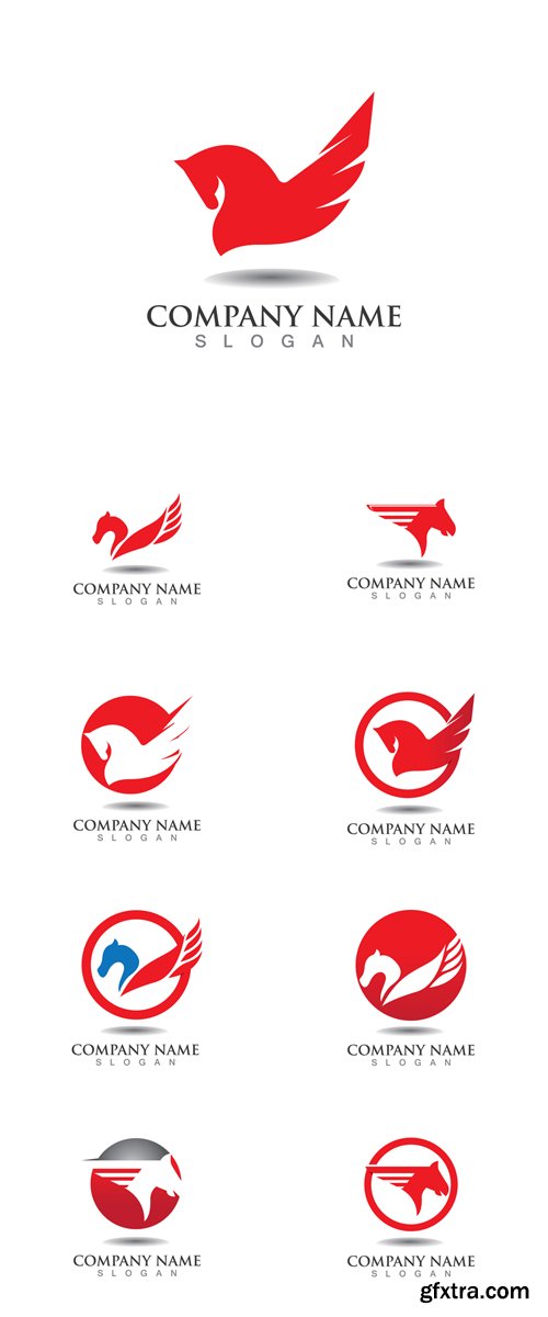 Vector Set - Pegasus Horse Flying Logos