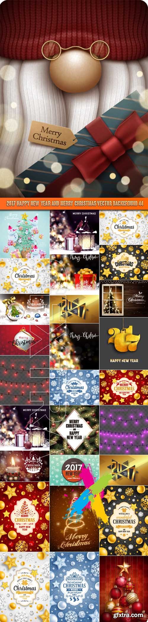 2017 Happy New Year and Merry Christmas vector background 44