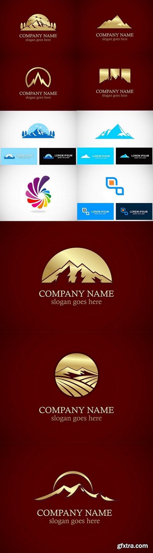 Mountain icon gold vector logo