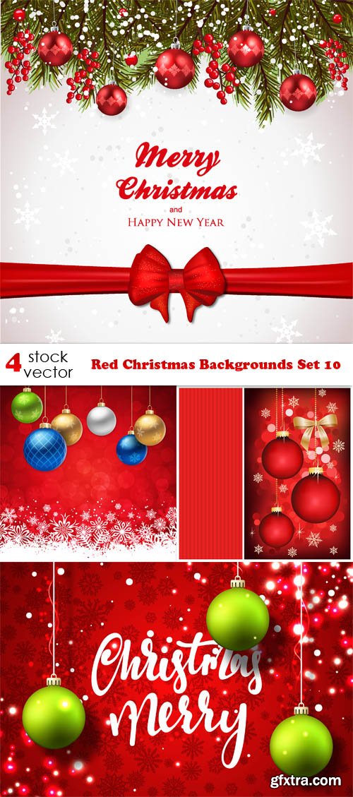 Vectors - Red Christmas Backgrounds Set 10