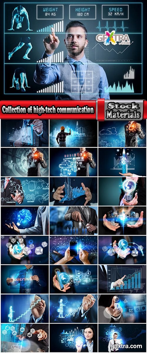 Collection of high-tech communication technology business businessman chart infographics 25 HQ Jpeg