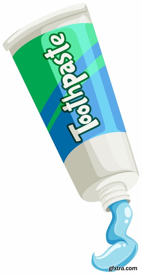 Collection of healthy tooth toothpaste oral hygiene 25 EPS