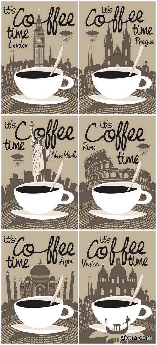 It's Coffee Time in Different Countries - 6xEPS Vector Stock