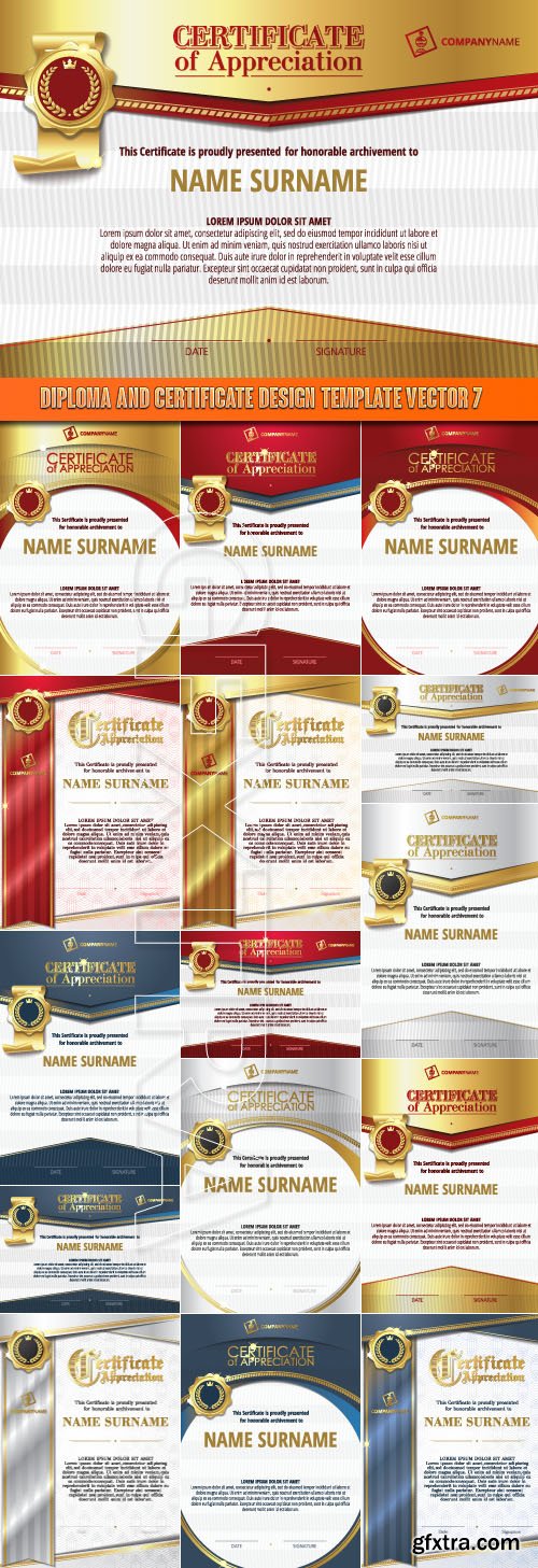 Diploma and certificate design template vector 7