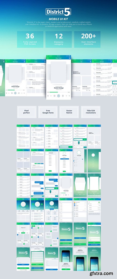 District 5 UI Kit - Carefully expertly crafted mobile user interface kit