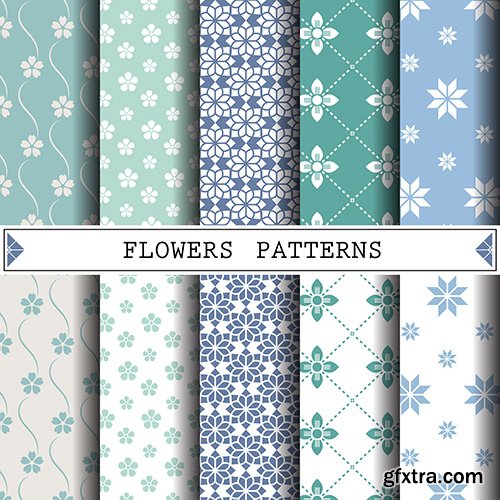 EPS Vectors Patterns - Flowers Backgrounds