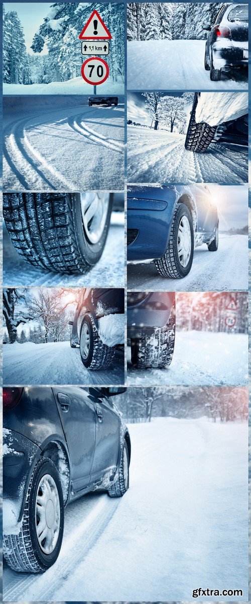 Close Up of car tires in winter 9X JPEG