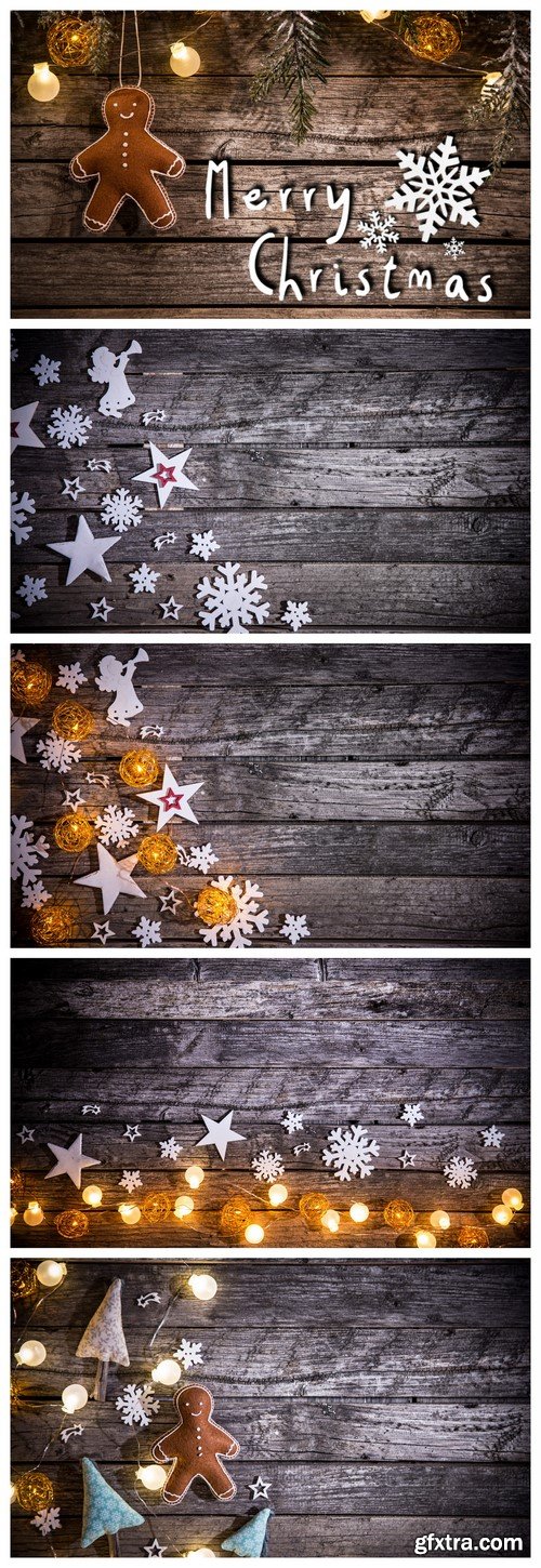 Christmas decoration on wooden background 5X JPEG