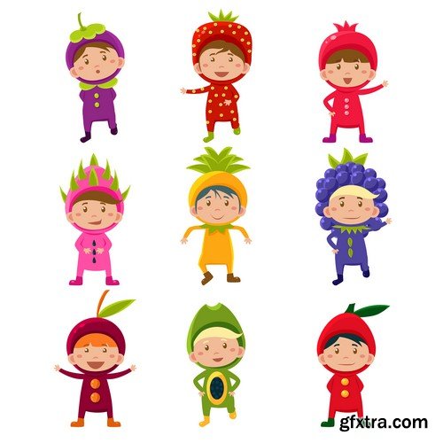 Child in different carnival costumes - 6 EPS