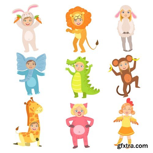 Child in different carnival costumes - 6 EPS