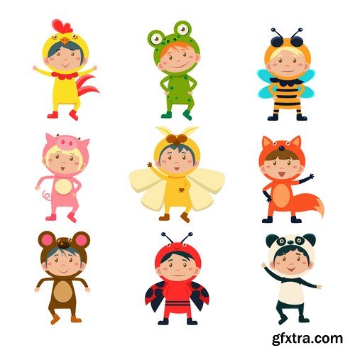 Child in different carnival costumes - 6 EPS