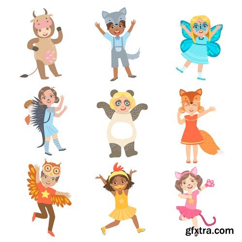 Child in different carnival costumes - 6 EPS