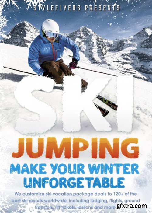 Ski Jumping V6 PSD Flyer Template with Facebook Cover